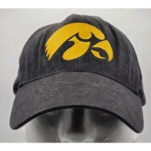 IOWA HAWKEYES NCAA Black Hat Cap CAPTIVATING‎ HEADGEAR Strapback Hook And Loop